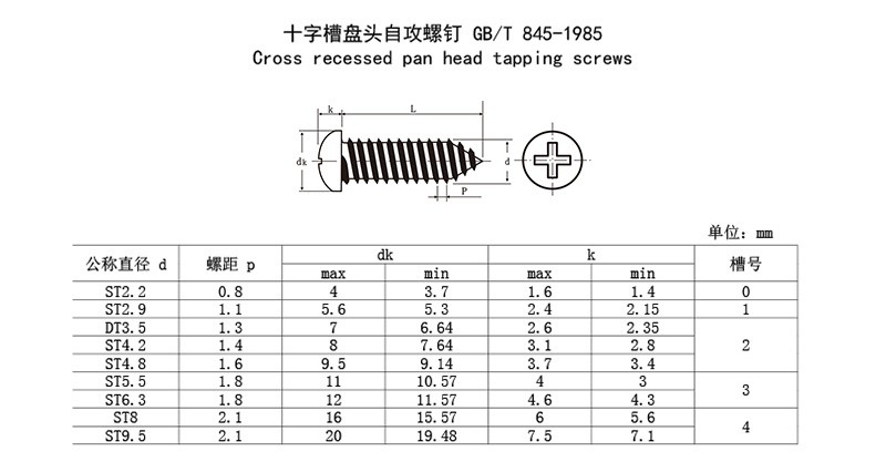 盘头自攻钉
