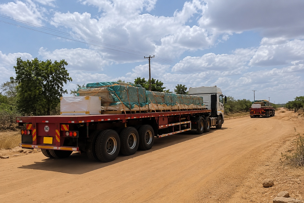 Semirremolques de plataforma plana personalizados para logística en carreteras en mal estado de África Oriental