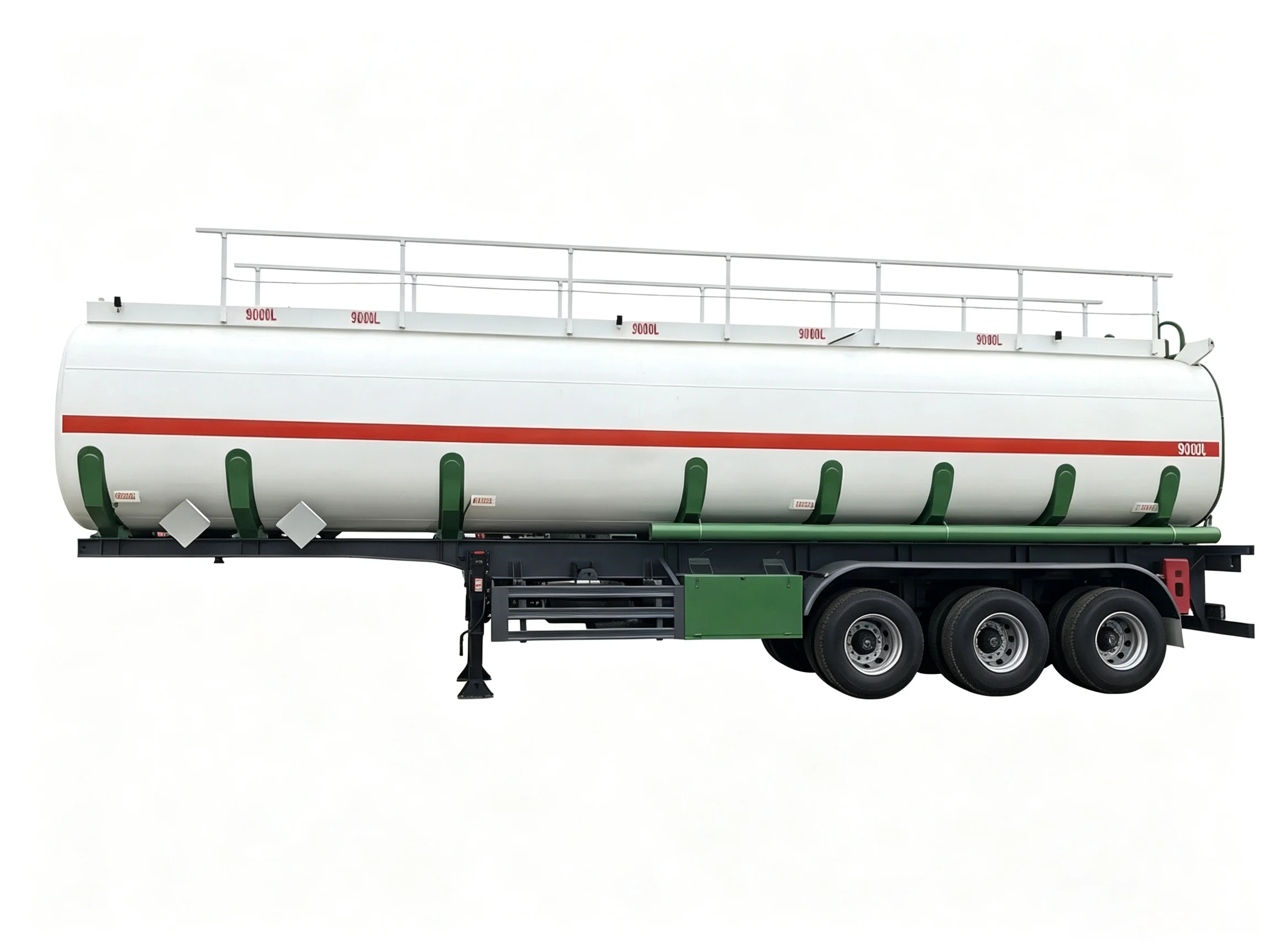 Remolque cisterna de combustible dividido de 45.000 L y 3 ejes con viga recta