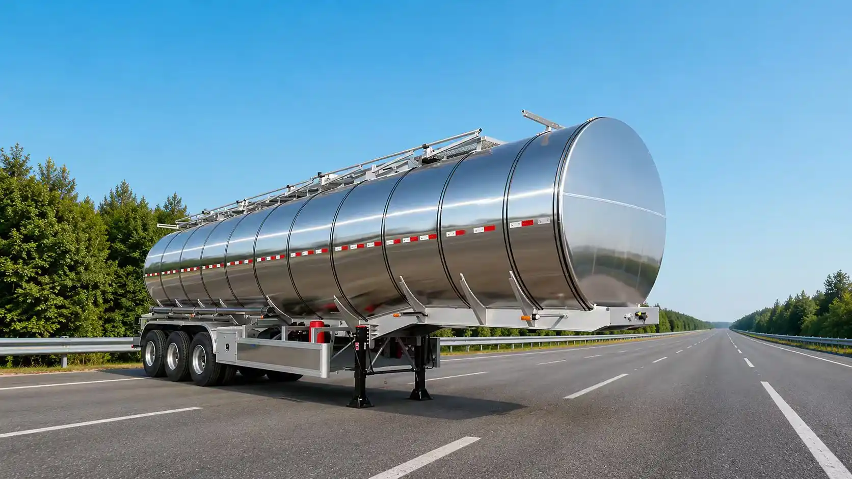 Полуприцеп-цистерна из нержавеющей стали с теплоизоляцией объёмом 45000 литров