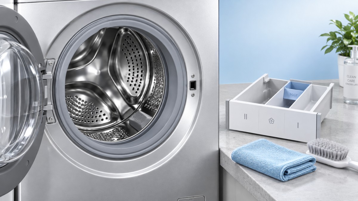 Musty Washing Machine? Clean the Seal, Drawer, and Drum Safely Затхлый запах из стиральной машины? Безопасно очистите манжету, лоток и барабан