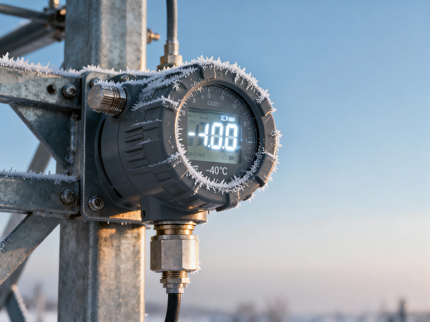 Низкотемпературный датчик давления с обозначением -40℃ подходит, но будет ли жидкокристаллический дисплей нормально отображаться после установки на улице зимой?