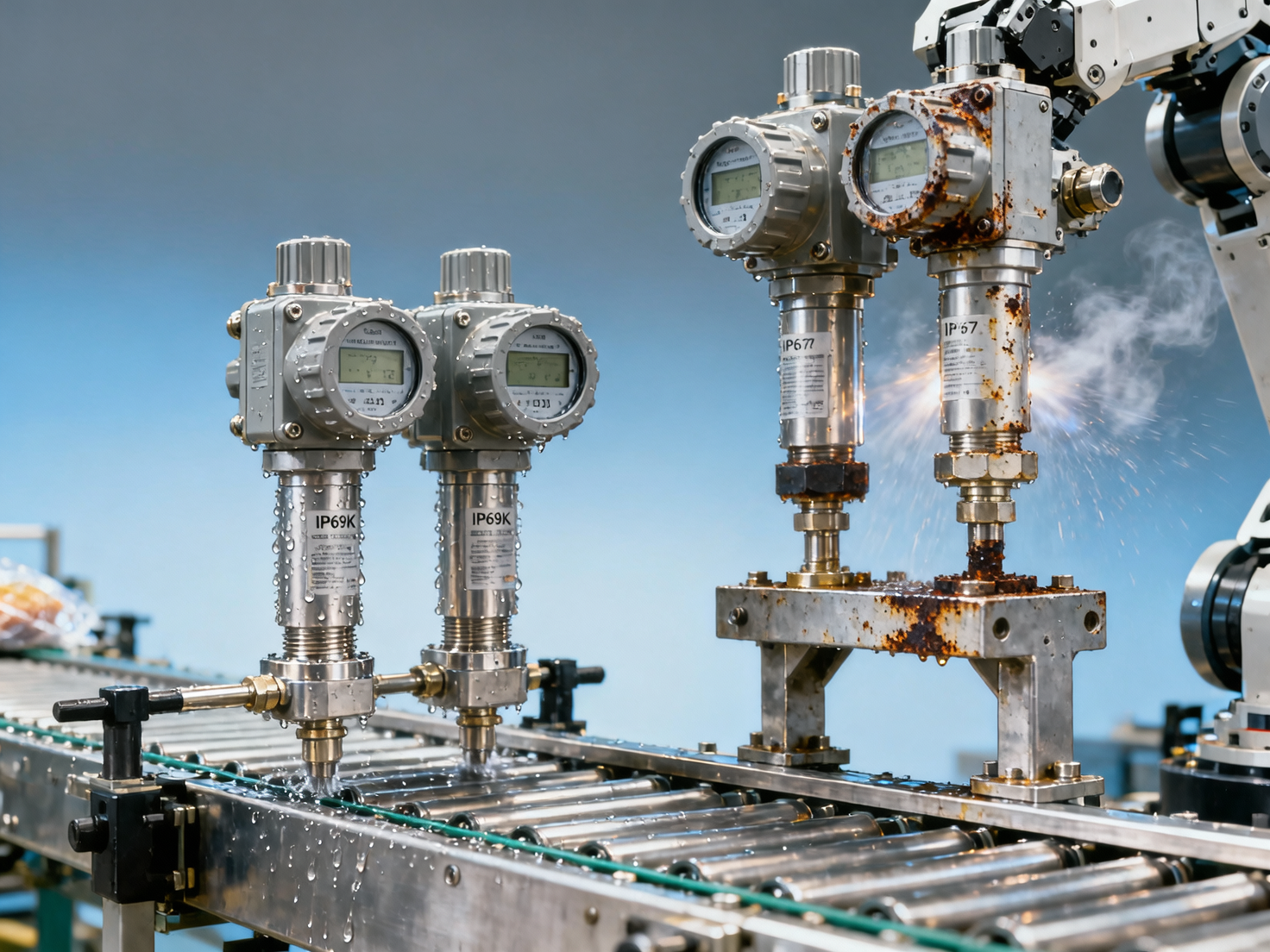 Используются ли преобразователи давления для газовых баллонов на линиях упаковки пищевых продуктов и сварочных линиях автомобилей, одинаковы ли требования к пыле- и влагозащите?