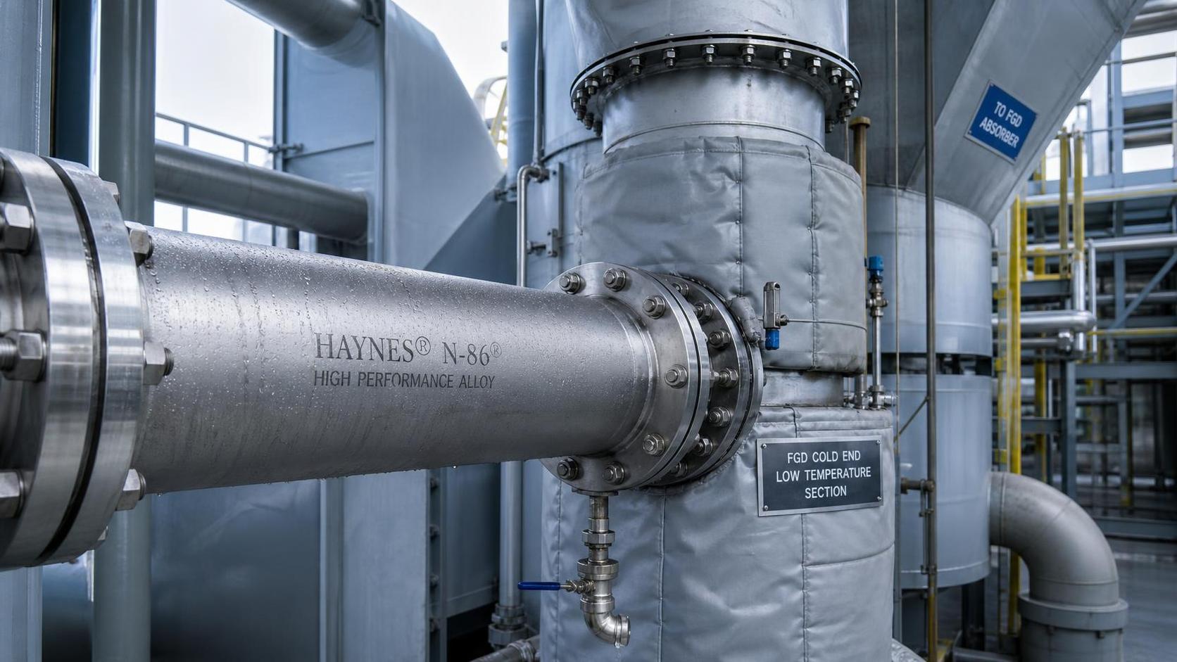 Tubería de acero aleado HAYNES N-86 para el control de la corrosión por punto de rocío ácido