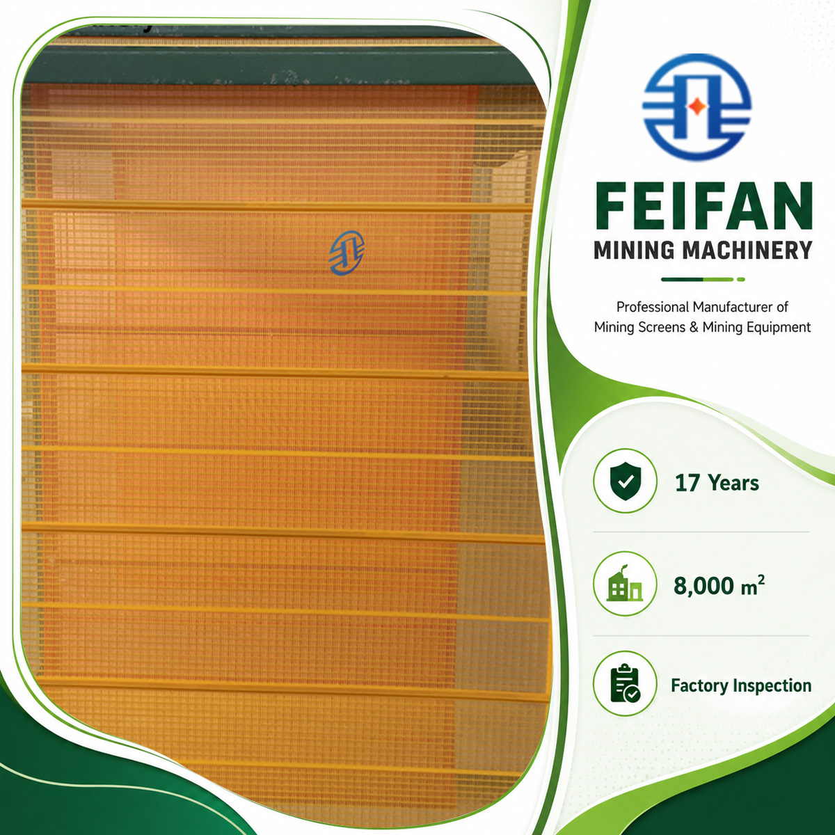 Сетка из плетёной рифлёной проволоки FEIFAN OEM из высокопрочной марганцевой стали для добычи в карьере, дробильная сетка