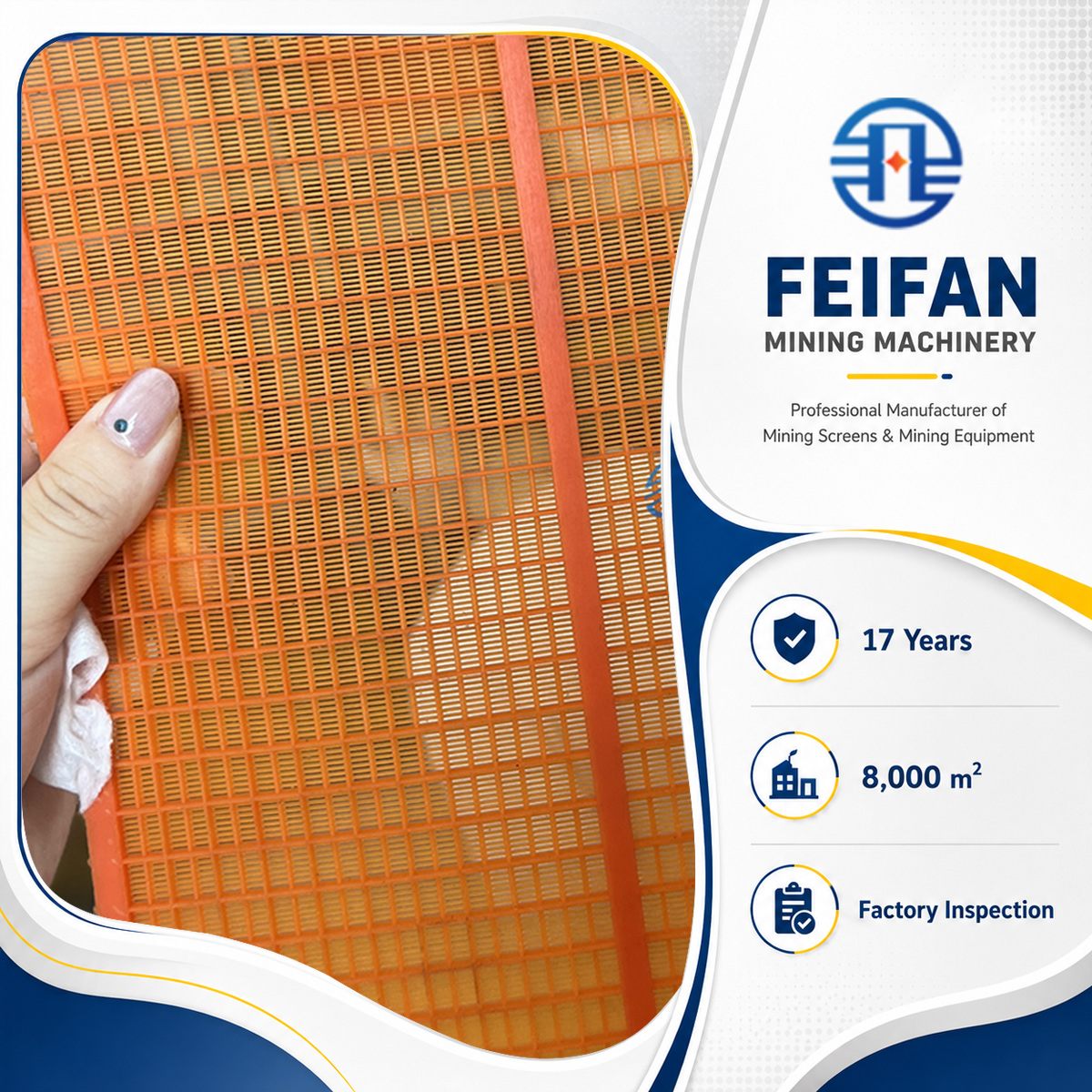 Сетчатый полипропиленовый заменитель FEIFAN OEM для грохотов дробилок, резиновый PU вибросито