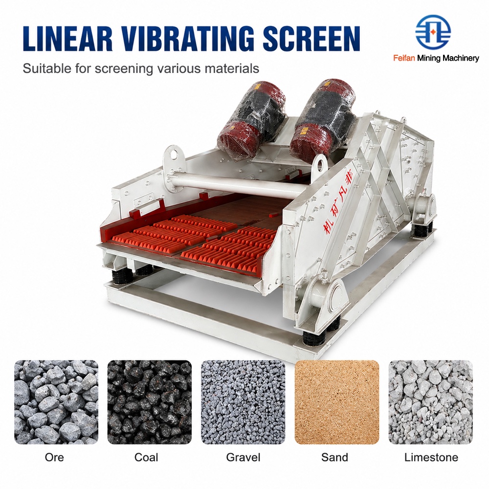 Máquina OEM de peneira vibratória linear para mineração de pedra de pedreira de alta capacidade 50–200tph