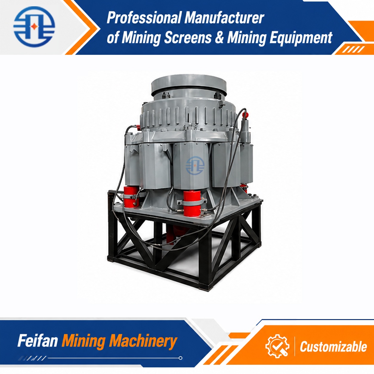Britador cônico FEIFAN do tipo britagem fina para britagem secundária e terciária de minério no setor de mineração