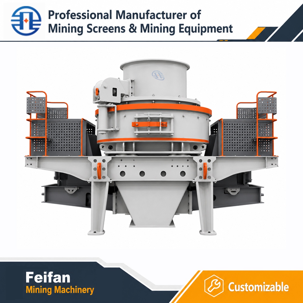 Sistema de Lubrificação Totalmente Automático FEIFAN VSI-7000 com alimentação máxima de 45mm e câmara dupla para clínquer de cimento e material de pavimentação Britador VSI
