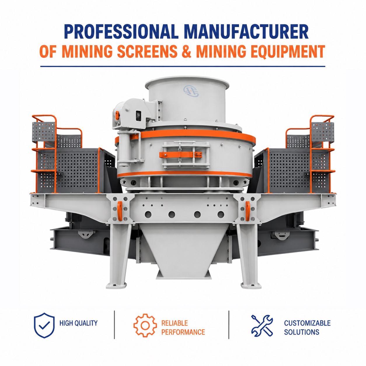 VSI-8000 de potência OEM 90-400kW com rotor aberto e revestimento anular para máquina de reprocessamento de matérias-primas de concreto e rocha estéril