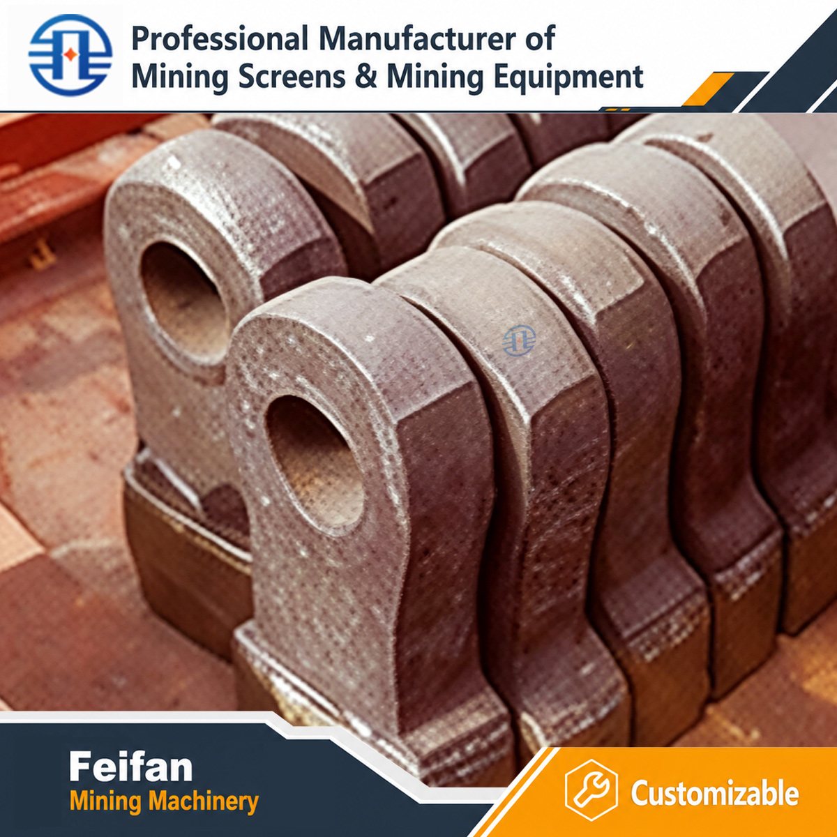 Peças de reposição OEM FEIFAN para britadores de mineração gama completa de componentes resistentes ao desgaste para linha de produção de agregados