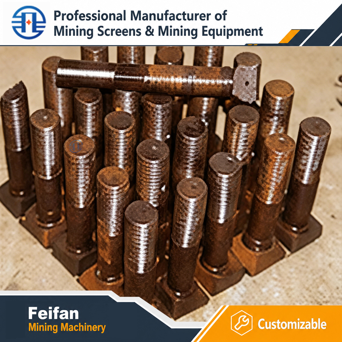 FEIFAN OEM Peças de reposição para britador, conjunto de rolamento do eixo do rotor e barra de impacto para a indústria de mineração