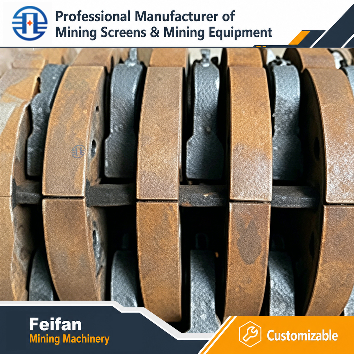 Peças de reposição OEM FEIFAN para britadores de mineração gama completa de componentes resistentes ao desgaste para linha de produção de agregados