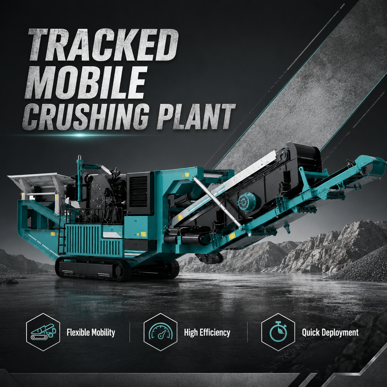 FEIFAN OEM Equipamento Móvel de Britagem Montado sobre Esteiras para Produção de Agregados em Pedreira com Mobilidade Flexível e Custo de Transporte Reduzido Planta Móvel de Britagem sobre Esteiras