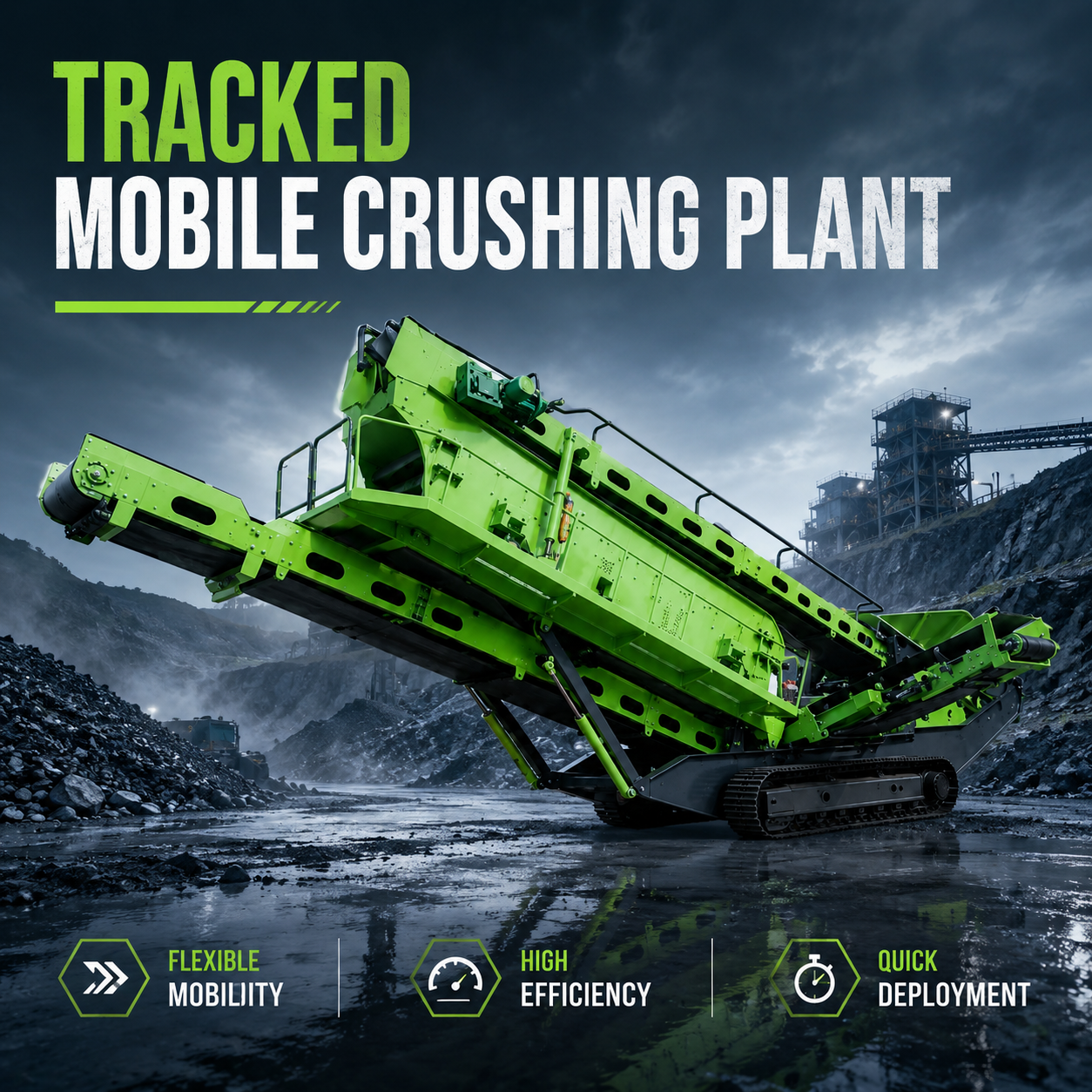 FEIFAN OEM Sistema avançado de britagem de pedreira com controle inteligente alta capacidade de produção e fácil transporte para aplicações na indústria de mineração planta móvel de britagem sobre esteiras