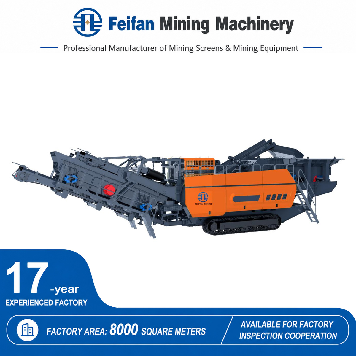 Máquina móvel de processamento de rocha sobre esteiras para mineração, pedreiras e construção de estradas – estação móvel de britagem
