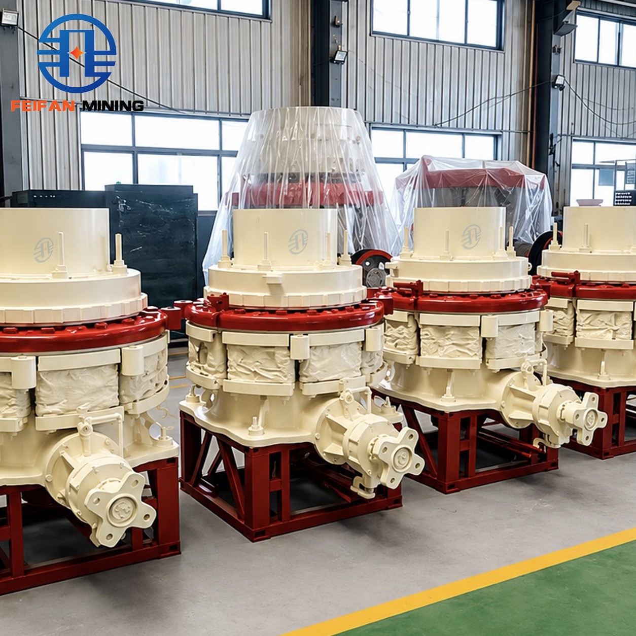 Trituradora de cono de resorte totalmente automática FEIFAN con sistema de transmisión fiable para máquina de línea de producción de fabricación de arena