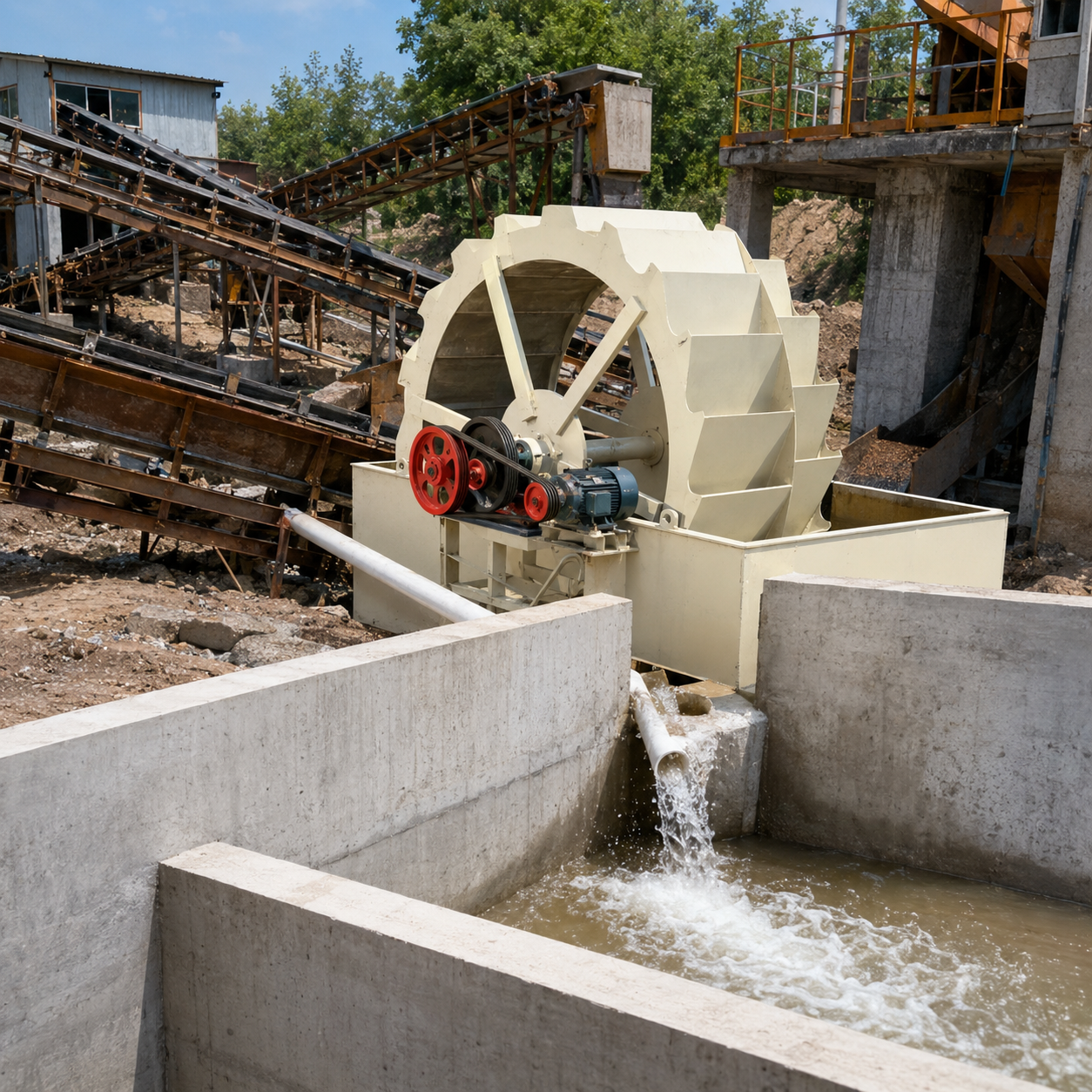 FEIFAN OEM máquina procesadora lavadora de arena de cangilones de rueda de alta eficiencia para producción de áridos de cantera