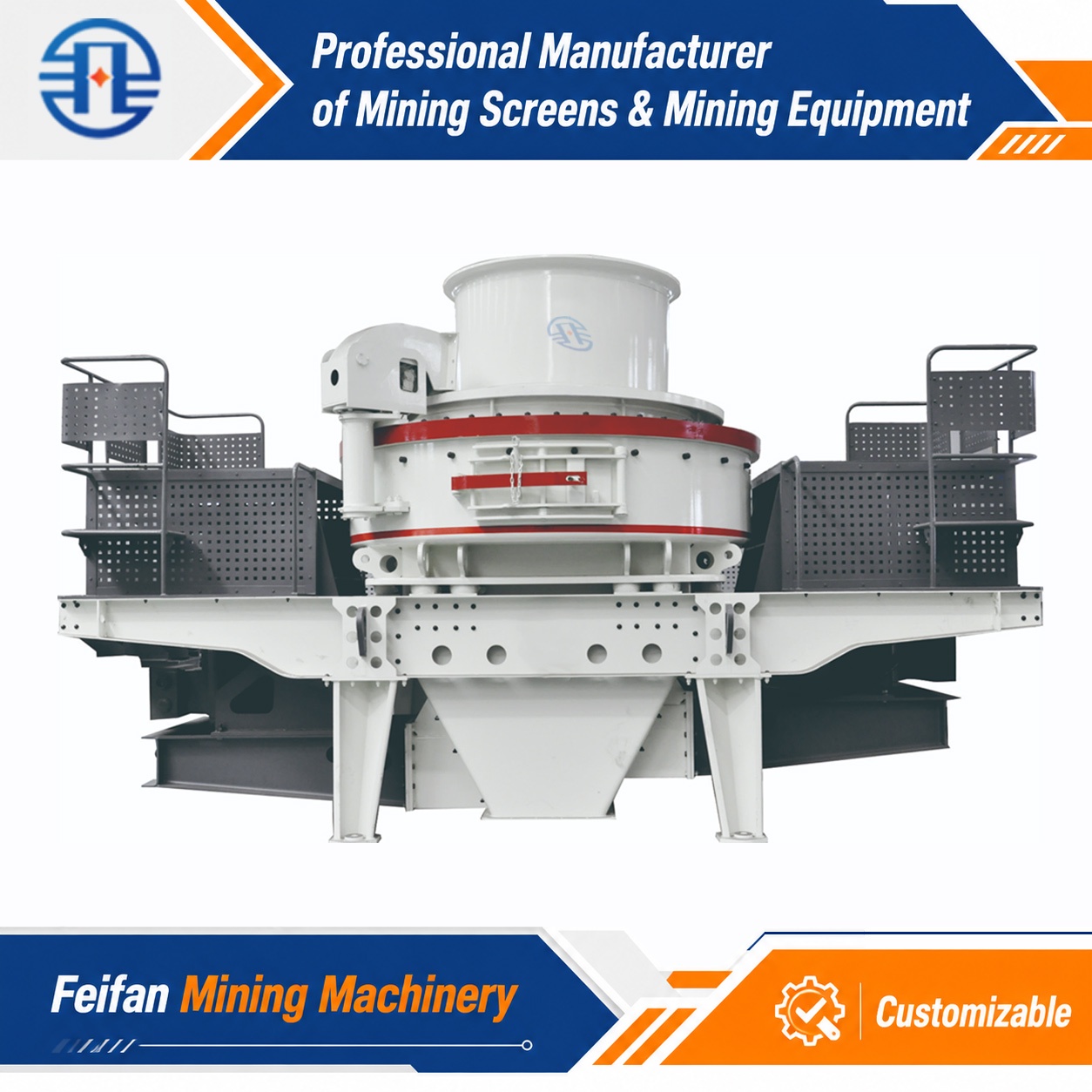 Trituradora VSI FEIFAN VSI-6000 de alto rendimiento con rotor abierto y puntas de carburo cementado para la producción de arena manufacturada y agregados para concreto con certificación CE e ISO9001