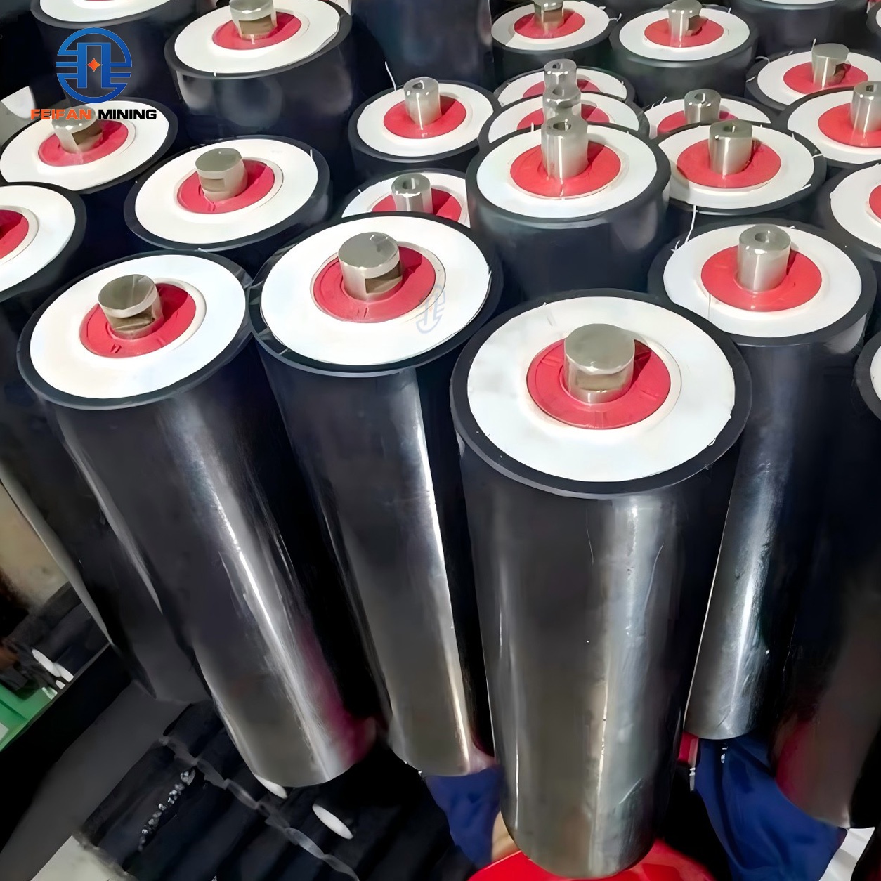FEIFAN OEM conjunto de rueda de tambor de polea motriz con revestimiento para carga pesada, piezas de transportador de banda para sistema transportador de cantera y áridos