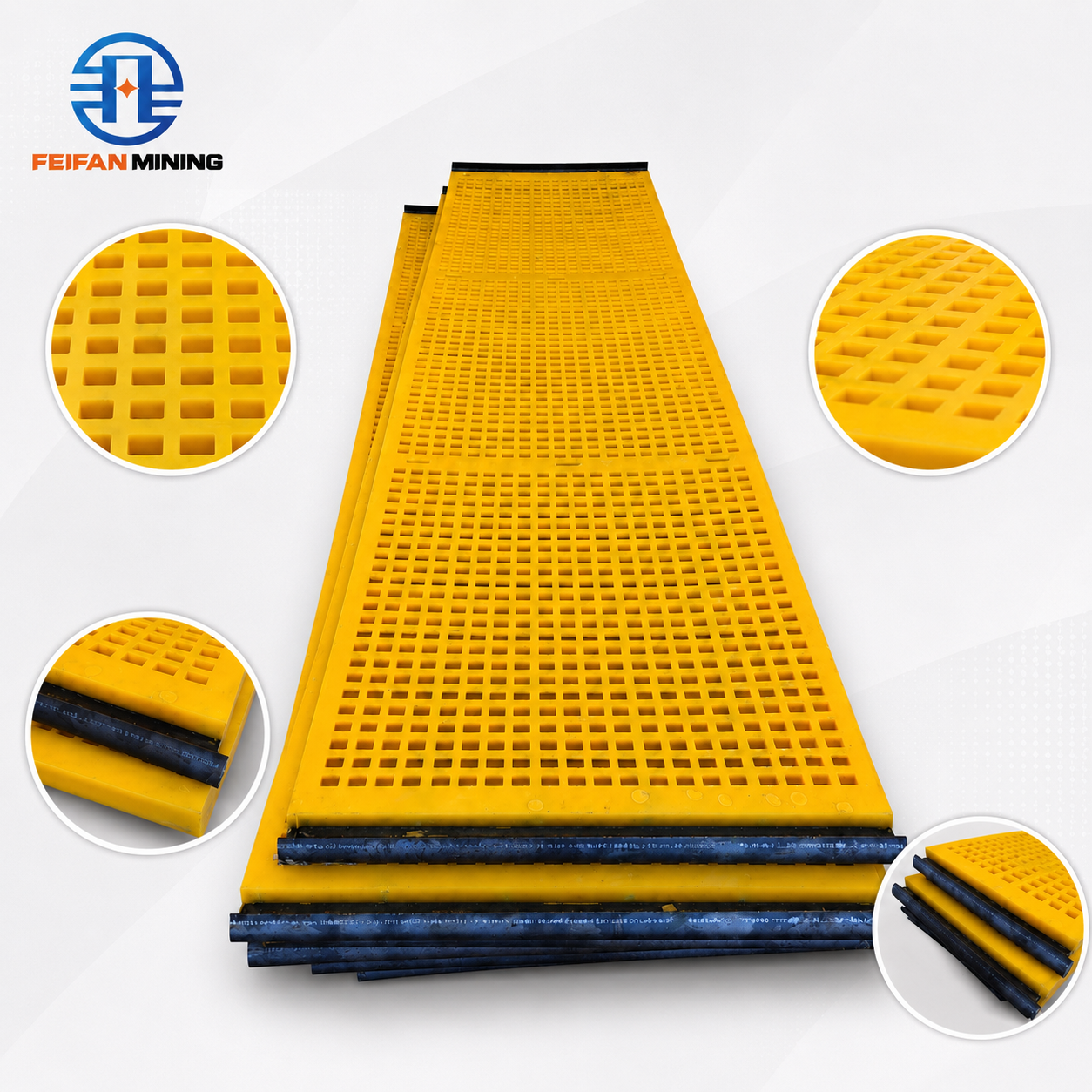 Panel premium tensorizado OEM FEIFAN resistente al desgaste para malla de pantalla de poliuretano para áridos de arena y grava