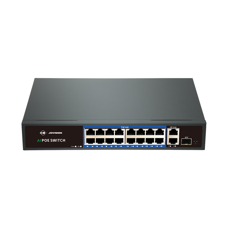16-портовый PoE-коммутатор 100M с Gigabit Uplink, слотом SFP, режимом AI и режимом расширения 250m