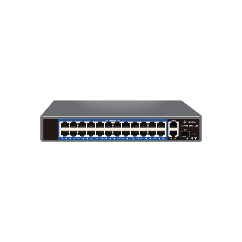 24-портовый коммутатор PoE 100M с гигабитным uplink, слотом SFP, AI Mode и режимом расширения 250m