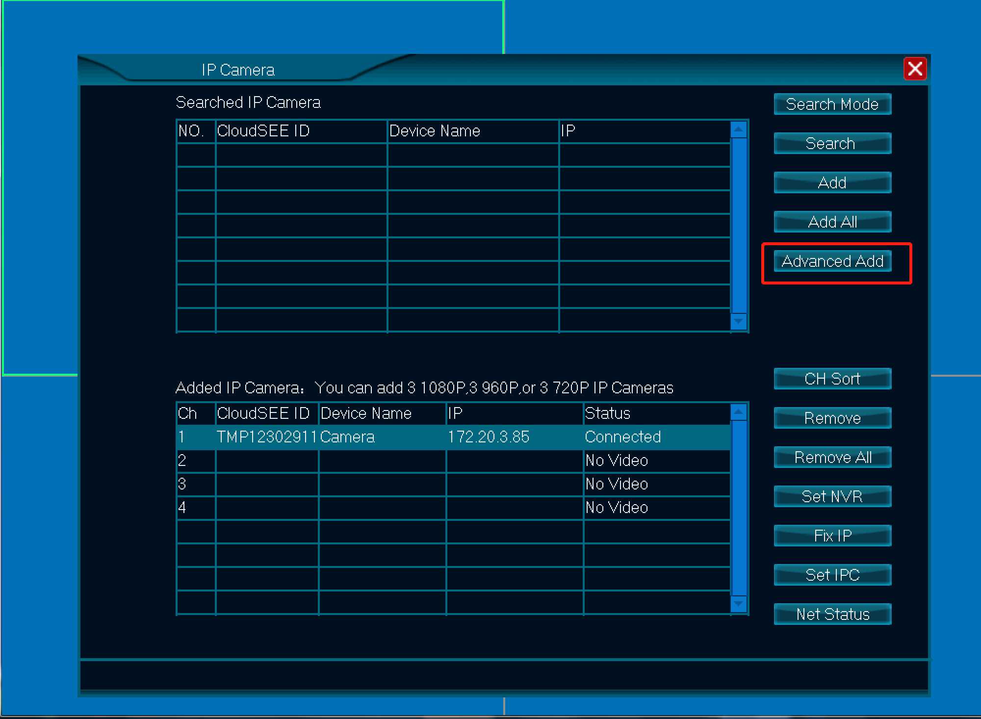 Как искать и добавлять новые IPC в Jovision CloudSEE1.0 NVR?
