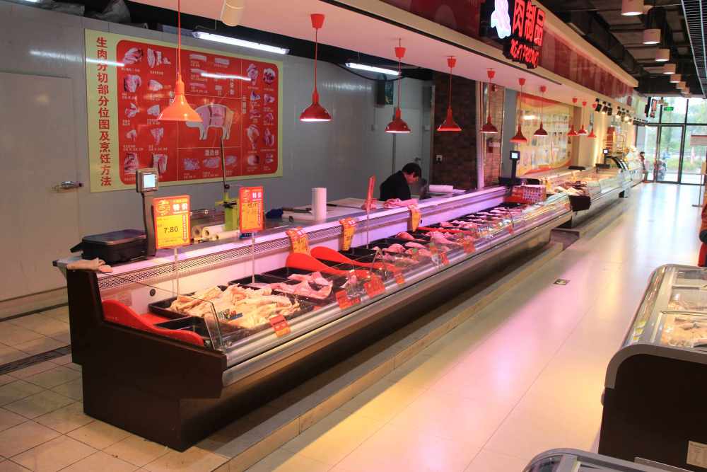 Vitrina abierta para carne