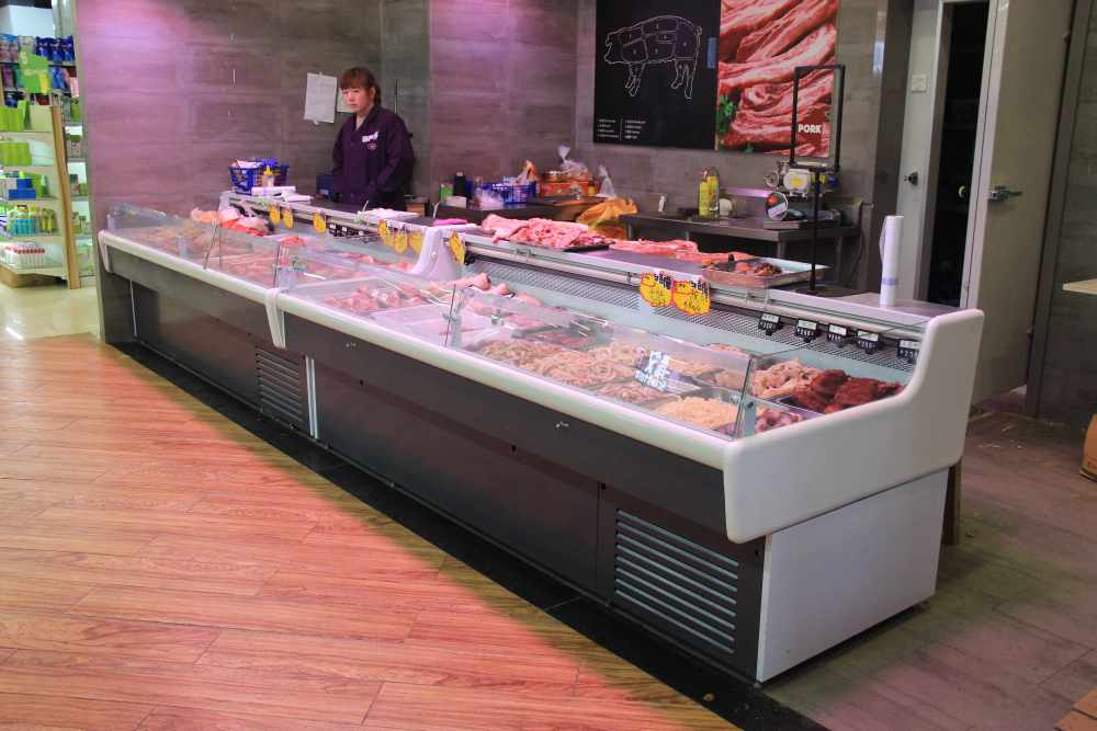 Vitrina abierta para carne