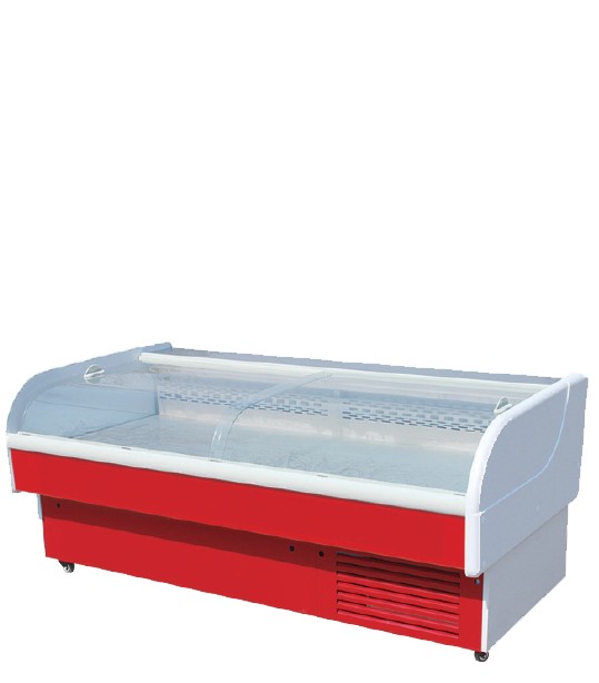Vitrina refrigerada para carne con cristal curvo