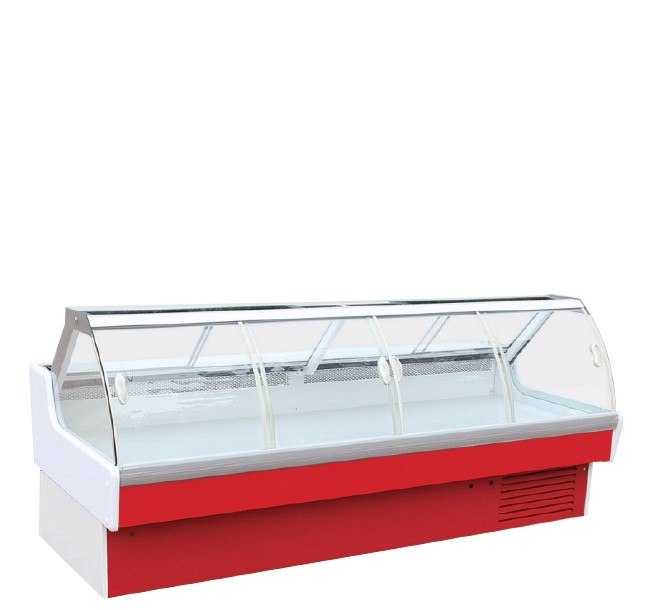 Vitrina refrigerada para carne con cristal curvo