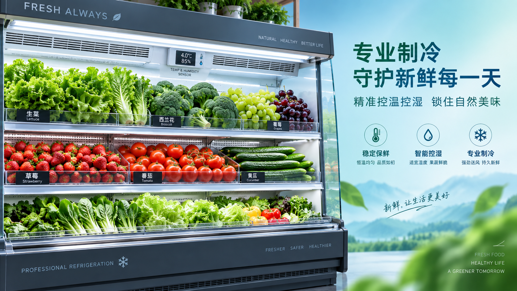Cómo ajustar la temperatura y la humedad de una vitrina refrigerada para frutas y verduras
