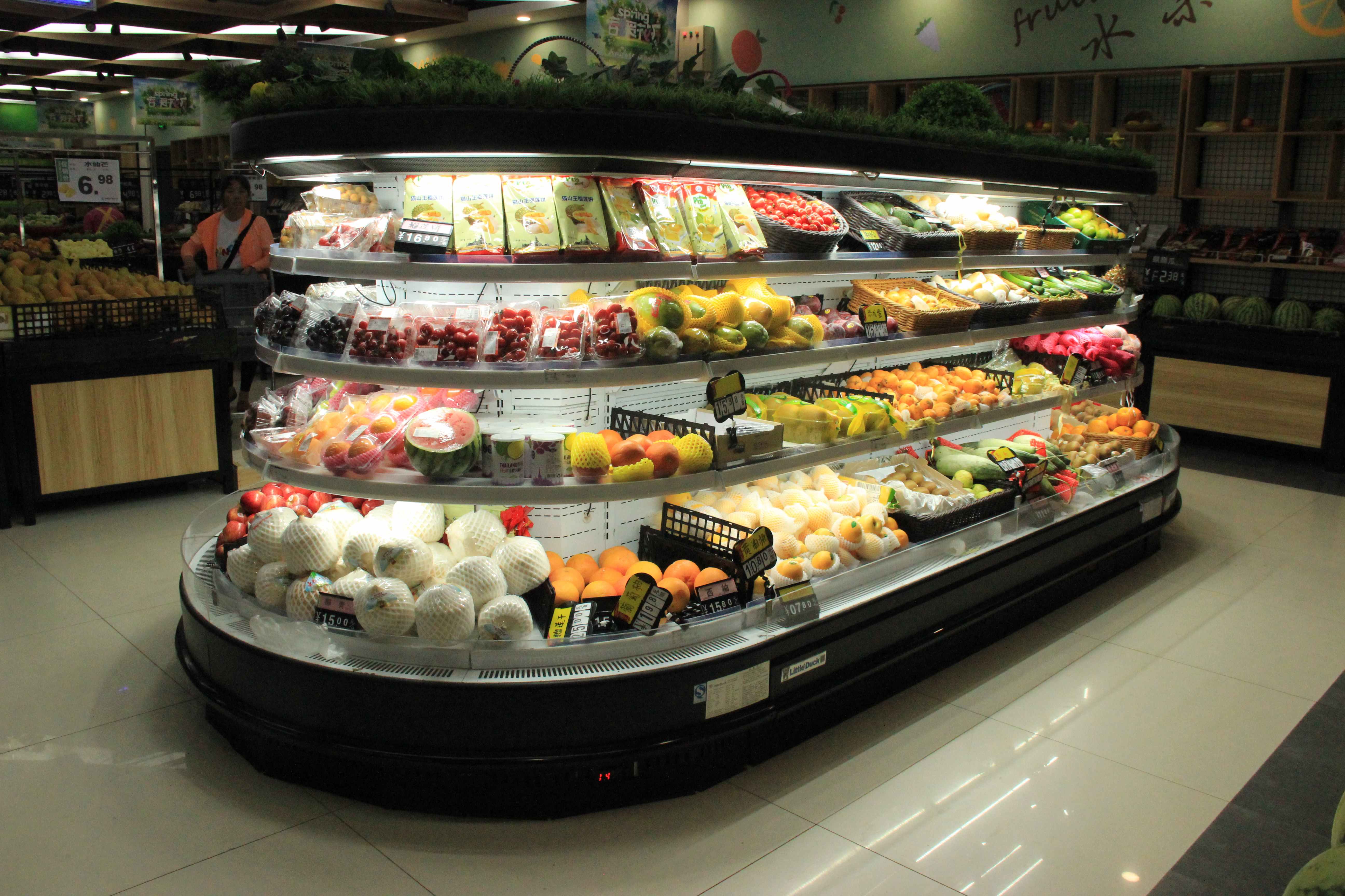 Vitrina refrigerada semivertical redonda