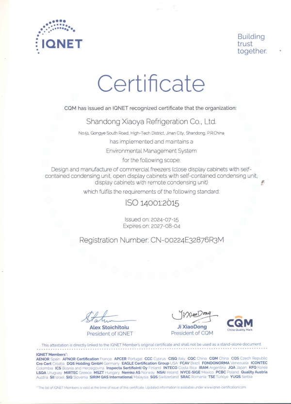 Certificado IQNet ISO 14001-2015