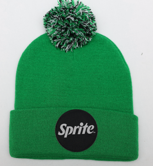 Appliqué embroidered cuffed knit hat