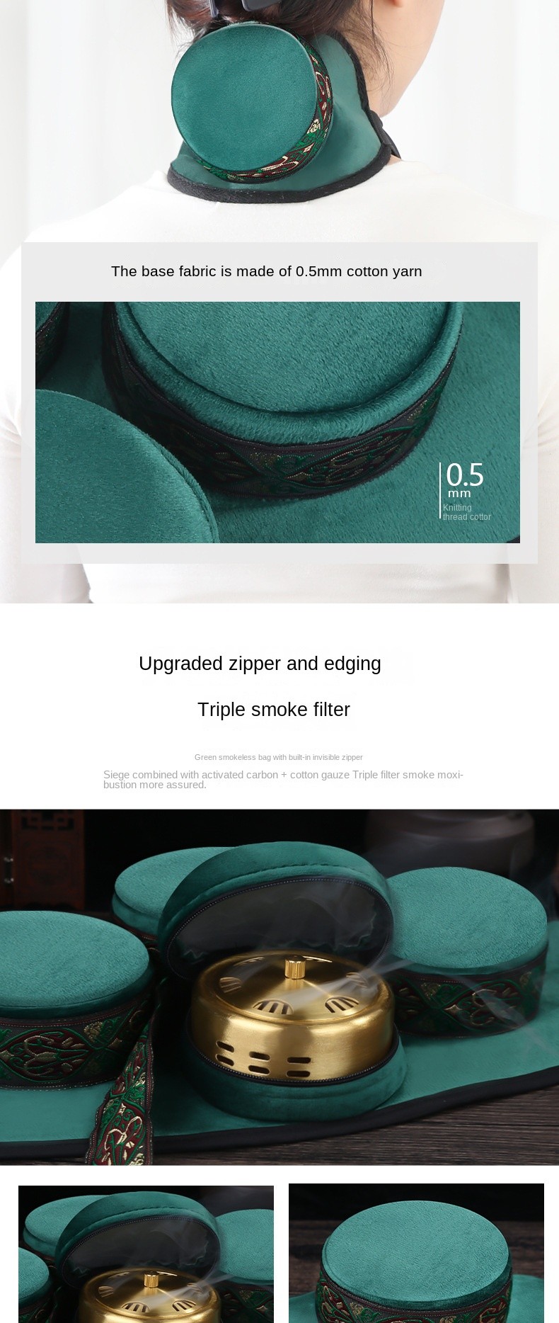 Smokeless Moxibustion Cloth Cover Portable Moxa Box Smoke-Filtering Pure Copper Garment Wholesale Batch Moxa Bags Covers