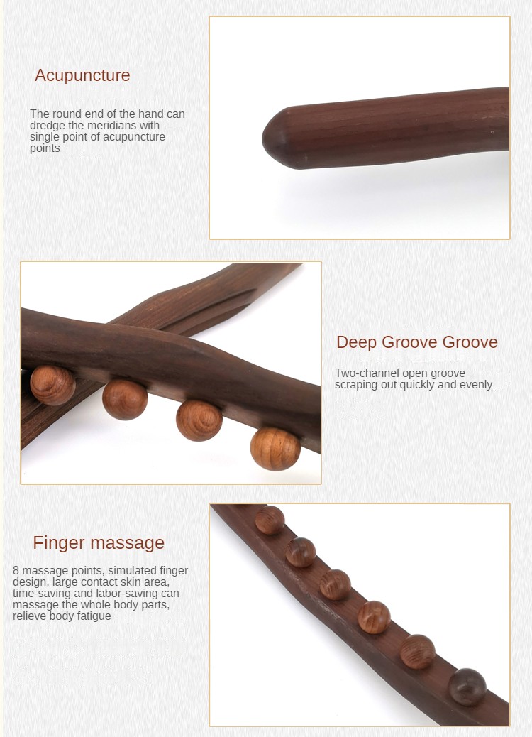 Efficient Massage Tool for Full Body Wood Gua Sha Massage Tool Set Massage Stick Deep Scraping Faster