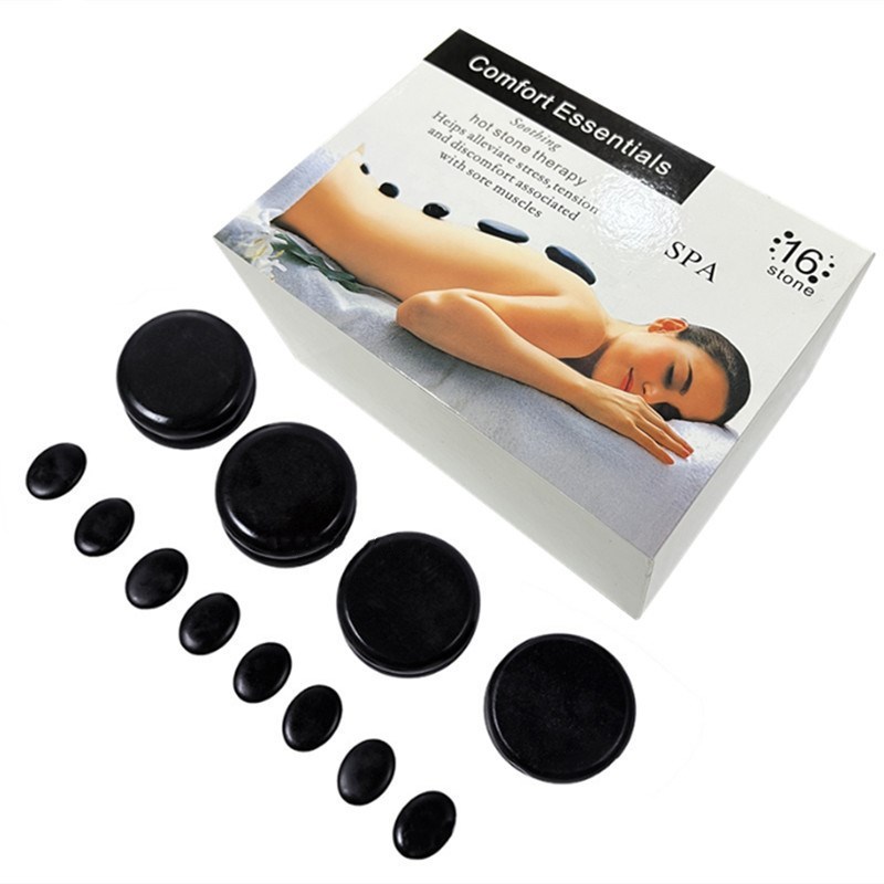 16Pcs Nature Hot Stone Basalt Massage Stone Set Spa Massage Hot Stone Set