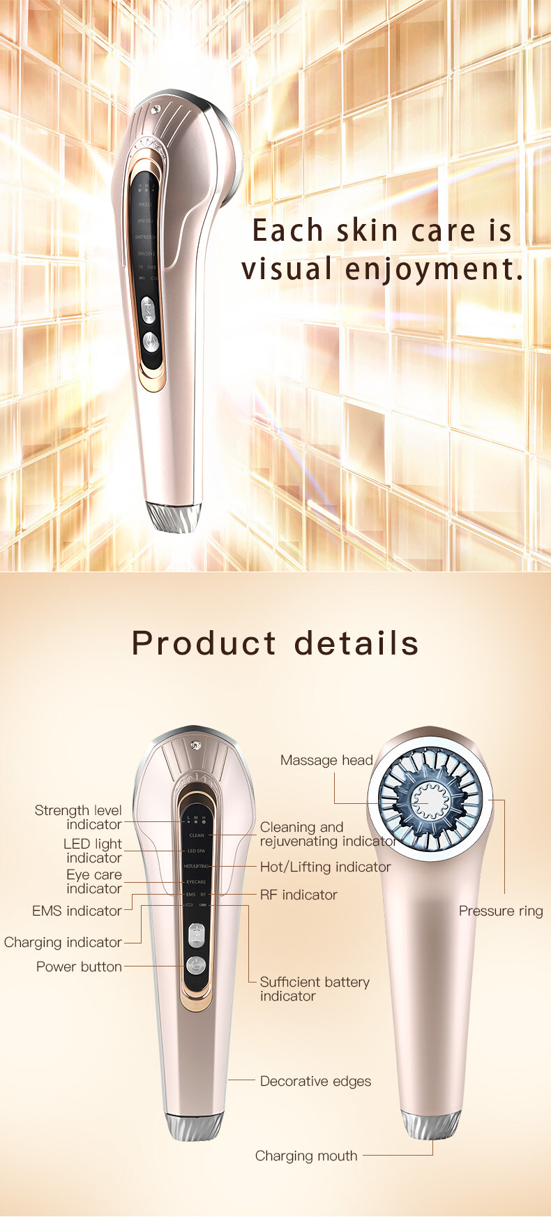 KD9905 Electric Muscle Stimulation Multiple Functions RF/EMS Anti Aging Beauty Equipment for Men and Women