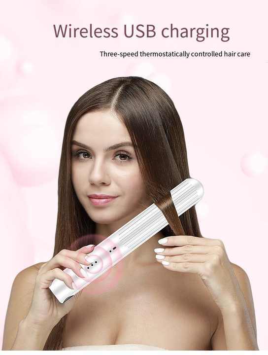 Rechargeable Hair Flat Iron Hair Straight Stick Travel Curl Straightening and Curling Hair Straightener Flat Iron Cordless