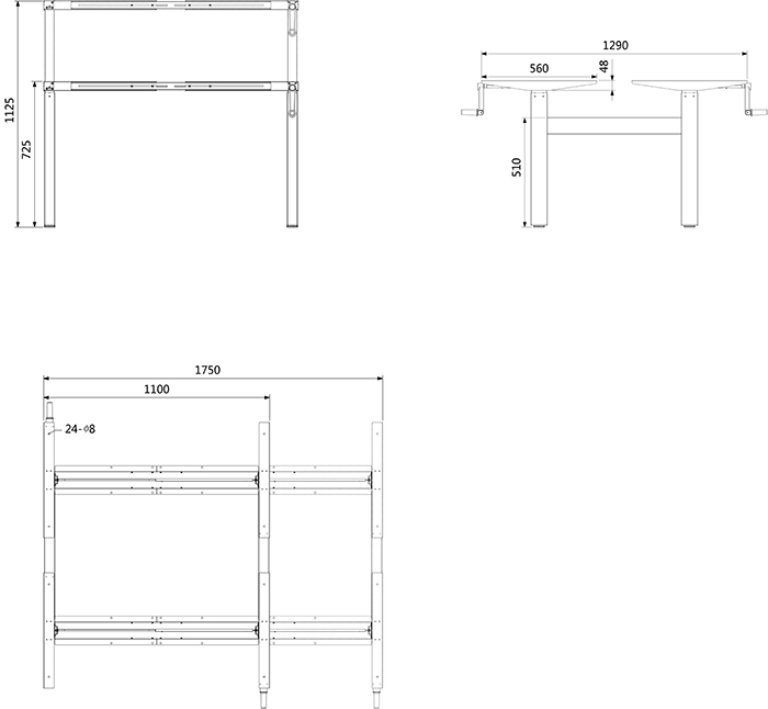 PCS-1250W desk size