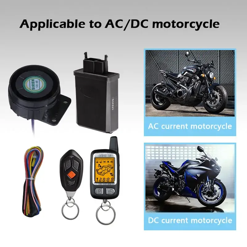 LCD Anti-Diebstahl Roller Motorrad-Alarmanlage Remote Engine Start Security Set 