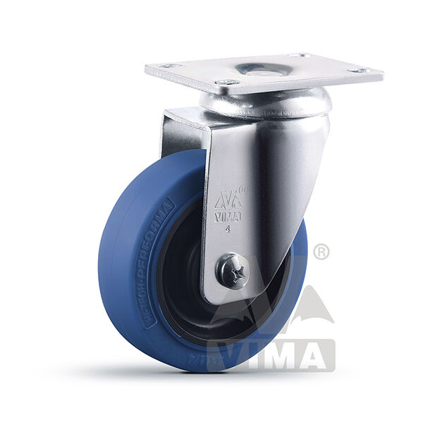 Set of 4-125mm Blue Rubber Wheel Castors Plate fitting Casters Flight Case 