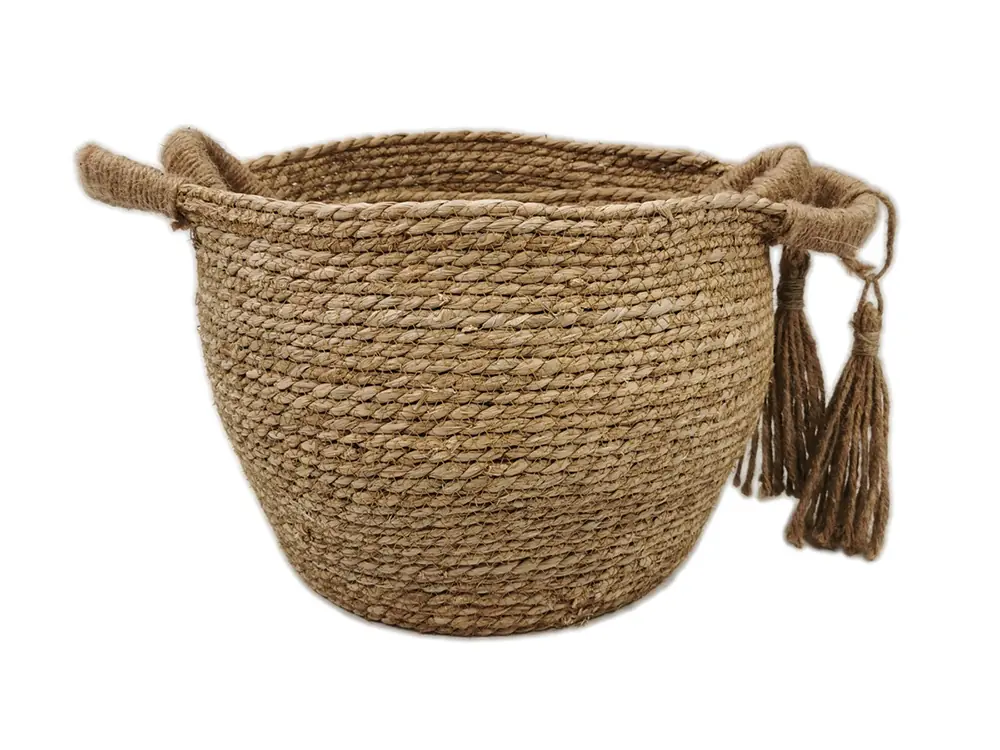 Handmade Natural Woven Grass Basket Home Styles For Storage Washing Clothes Grass Laundry Basket
