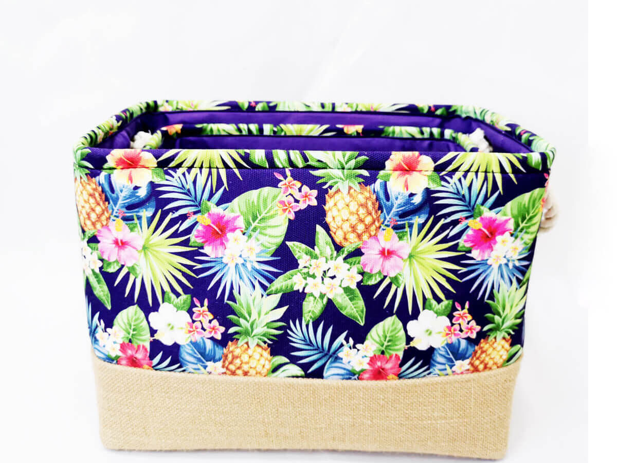 Amazon Hot Sale Customize Wholesale Home Decor Fashion Foldable Easy Carry Canvas Storage Basket