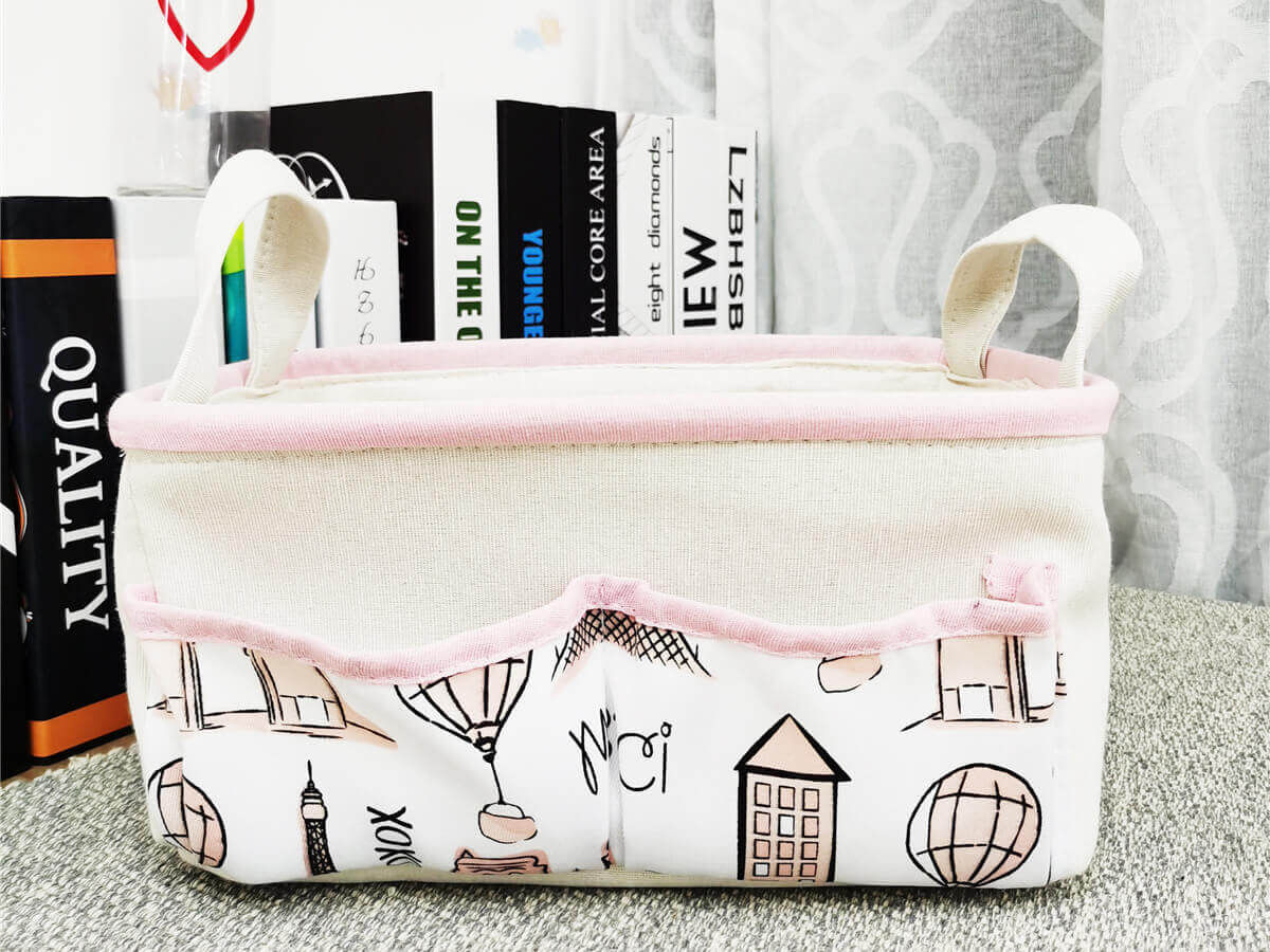 Amazon Hot Sale Customize Wholesale Home Decor Fashion Foldable Easy Carry Canvas Storage Basket