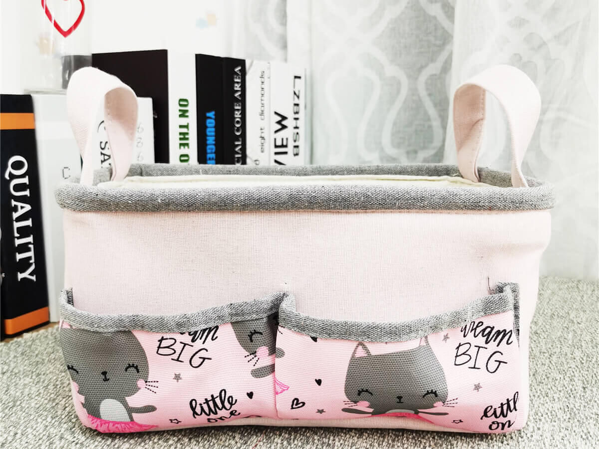 Amazon Hot Sale Customize Wholesale Home Decor Fashion Foldable Easy Carry Canvas Storage Basket