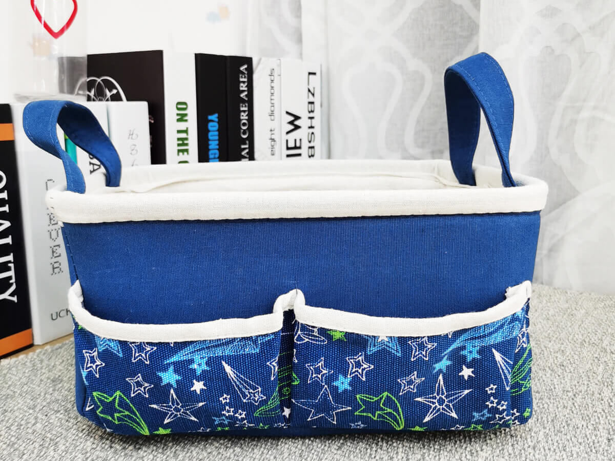 Amazon Hot Sale Customize Wholesale Home Decor Fashion Foldable Easy Carry Canvas Storage Basket