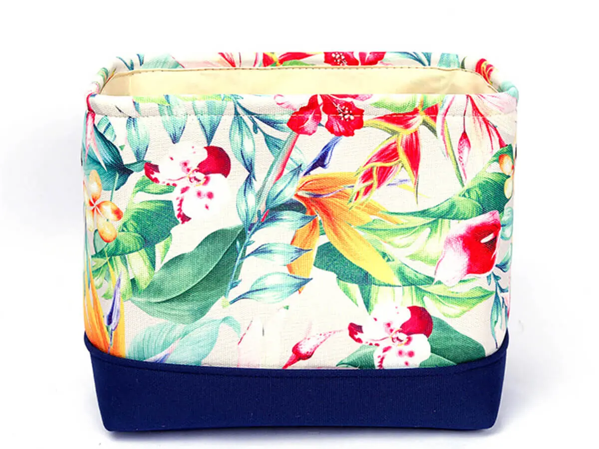Amazon Hot Sale Customize Wholesale Home Decor Fashion Foldable Easy Carry Canvas Storage Basket